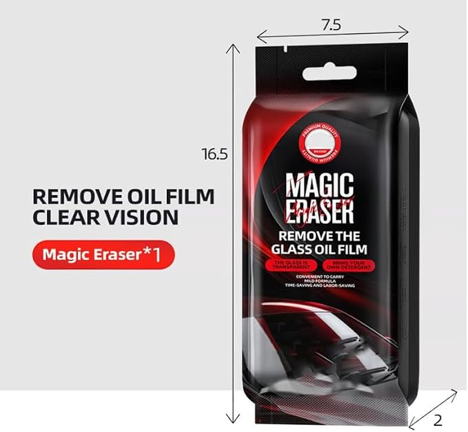 Car Glass Film Magic Cleaning Sponge, Non-Scratch Window Cleaning Sponges, Car Windshield Cleaner Tool,Fog Remover for Clear Vision Driving, Anti-Rain Fog Windshield Glass Oil Film Remover (3)