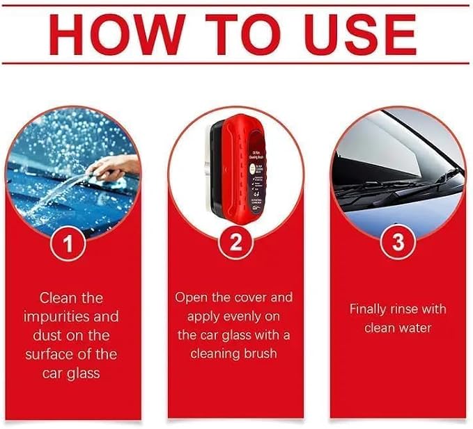 Luvio Car Glass Oil Film Remover with Cleaning Brush and Anti Fog Spray, Hydrophobic Rain Repellent for Windshield, Long Lasting Defogger for Car Windows, Mirrors, Helmets and Eyeglasses, 3.4Fl Oz