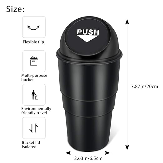 Cup Holder Trash Can, Leakproof Car Trash Can with Lid, Trash Bin for Car Accessories, Mini Garbage Bin Organizer for Automotive Office Home Kitchen, Applicable to Women and Men