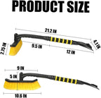27'' Car 2-in-1 Snow Brush Ice Scraper, Extendable&Detachable Snow Removal Tool for Windshield, Auto Comfortable Foam Grip&180° Pivoting Brush Head for Cars Trucks SUVs Window (Yellow/Black)