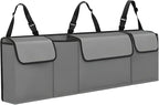 Car Trunk Organizer, Backseat Hanging Large Storage with Adjustable Straps,Waterproof PVC Collapsible Cargo Bag, Car Interior Accessories for Auto SUV MPV (Gray)