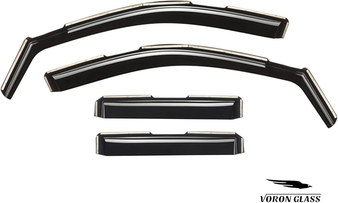 Voron Glass in-Channel Extra Durable Rain Guards for Trucks Chevrolet (Chevy) Silverado/GMC Sierra 1500 2019-2026 Double Cab, Window Deflectors, Vent Window Visors, 4 Pieces - 230091