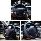 Microfiber Leather Steering Wheel Cover Large-Size for F150 F250 F350 Ram 4Runner Tacoma Tundra Range Rover Model S X with 15 1/2 inches-16 inches Outer Diameter (Black)