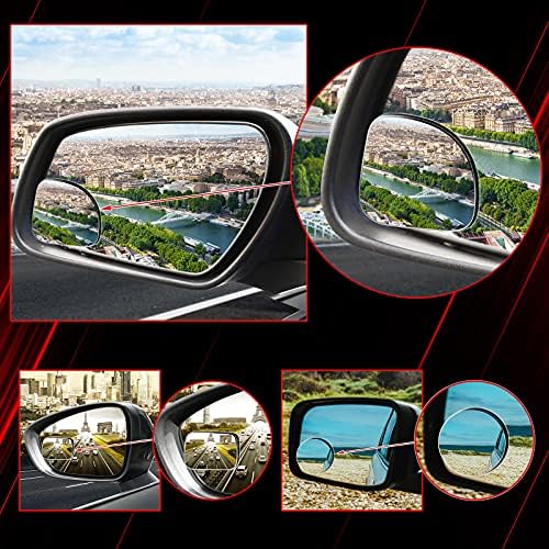 6 Pcs Blind Spot Mirror 360° Adjustable High Definition Glass Frameless Convex Side Mirror Blindspot Wide Angle Rear View Mirrors for Suvs Trucks Car Accessories(Fan, Round, Rectangle Shape)