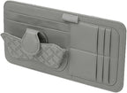 Car Sun Visor Organizer, Multifunctional Visor Storage Pouch with Sunglasses Holder & Card Sleeve Pocket, Auto Interior Organizer Pocket Bag for Pens Cards Documents, Universal Fit (Gray)