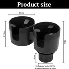 Car Cup Holder Expander, 2 in 1 Multifunctional Vehicle Dual Water Bottle Holder Adapter Extender with Adjustable Base, Automotive Interior Drink Cup Insert, Universal Fit (Black)
