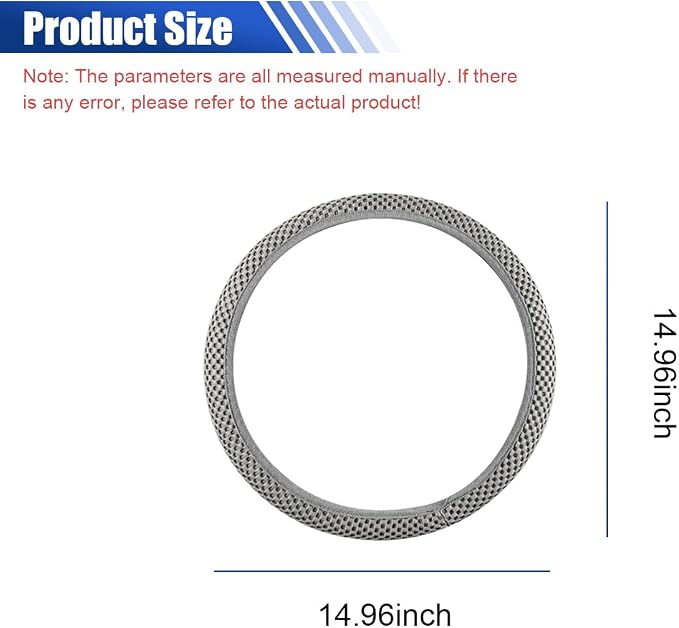 Elastic Stretch Steering Wheel Cover, 15" Breathable Microfiber Ice Silk Steering Wheel Protector, Universal Anti-Slip Car Warm in Winter&Cool in Summer Accessories for Men Women (Gray)