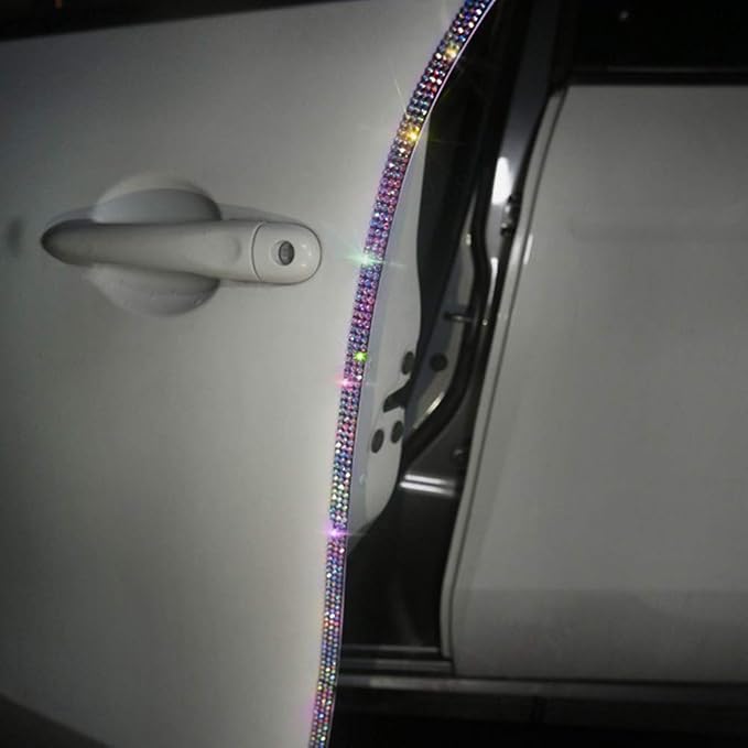 Door Edge Anti-Scratch Sticker Door Crash Bumper Crystal Bling Protection Tape Rubber Strip Sticker,Car Door Protector,Car Door Guard,Car Door Protection,90cm/35.4" Each One,4Pack/Set,Multicolor