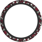 Skull Rose Halloween Scary Steering Wheel Cover Car Accessories Cute for Women Girls Girly Universal 15 Inch Neoprene Auto Interior Decor Anti Slip Car Truck Protector
