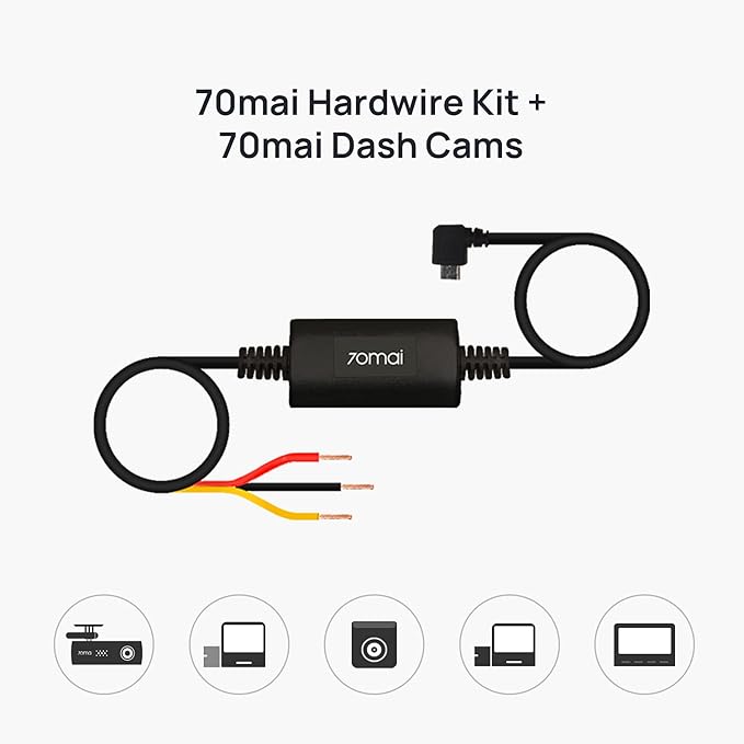 Micro USB Hardwire Kit UP02 for Dash Cams, 10ft, 12V-30V to 5V/2.4A, Low Voltage Protection 11.8V, 24 Hour Parking Surveillance Power Supply for A800S-1 Car Cameras