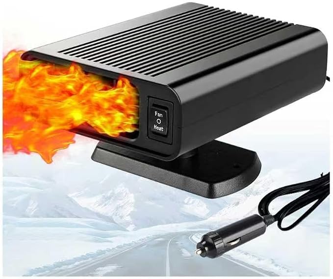 Summer Quick Cooling Car Cold Air Blower & Heater 150W, Dual Use Auto Windshield Defogger Defroster with Cigarette Lighter Plug for Small Compact Vehicles