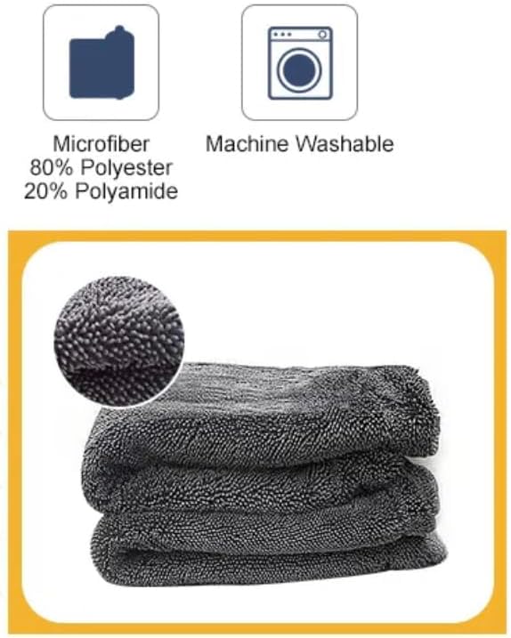 1500gsm Scratch Free XL Ultra Absorbent Pink Mega Microfiber Professional Car Drying Towel, Twisted Loop 24" x 36" for Detailing Cars (1)