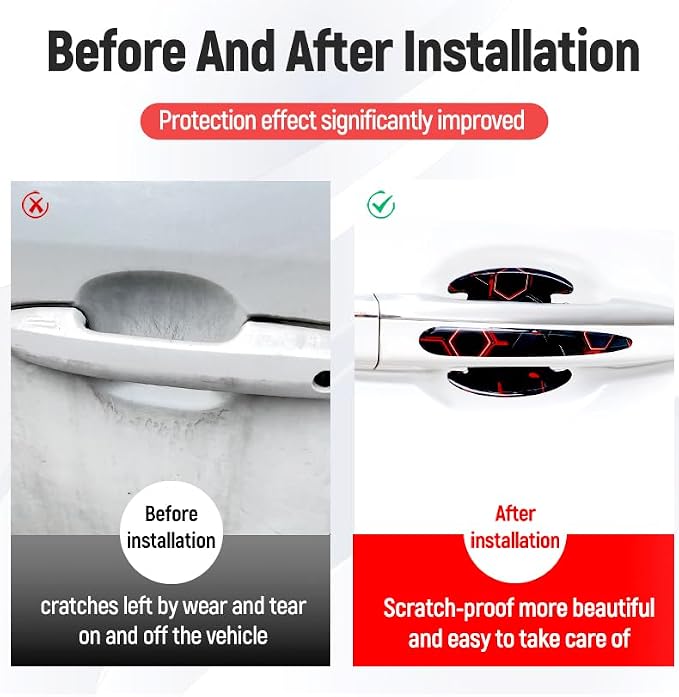 3D Texture Car Door Handle Protector ，Anti-Scratch Waterproof Paint Protection Film, Car Door Bowl Guard Sticker，Universal Vehicle Exterior Decoration Accessories (Purple B)