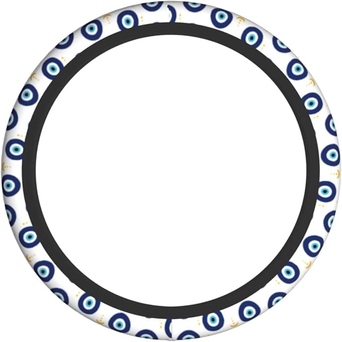 Blue Evil Eyes Magic Moon Steering Wheel Cover Car Accessories Cute for Women Girls Girly Universal 15 Inch Neoprene Auto Interior Decor Anti Slip Car Truck Protector