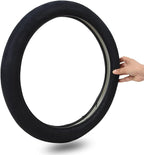 Black Faux Suede 14.5-15 Inch Memory Foam Steering Wheel Covers Breathable Anti-Slip Odorless Steering Wheel Universal Fit for Men Women
