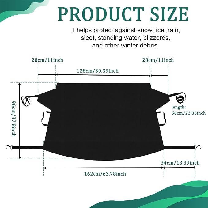 Car Windshield Cover for Ice and Snow, Frost Guard Windshield Cover, Car Windshield Snow Cover Winter Ice Sunshade Protector, Universal Car Exterior Accessories for Cars, Trucks, Vans (Front)