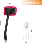 Car Windshield Cleaning Tool, Microfiber Vehicle Window Cleaner with 5 Washable Reusable Cloth Pad & 1 Spray Bottle, Automotive Glass Wiper Cleaning Kit Accessories, Universal Fit (Red)