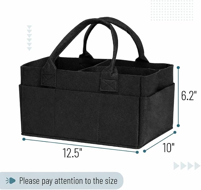Mr. Pen- Baby Diaper Caddy Organizer, Black, Medium | Nursery Storage Bin and Car Organizer for Diapers and Baby Wipes