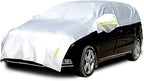 Half Car Cover Windshield Cover Car Body Cover for All Season Sunshade Cover Snow Cover Waterproof 210D Polyester with Cotton (Fit MPV/SUV)