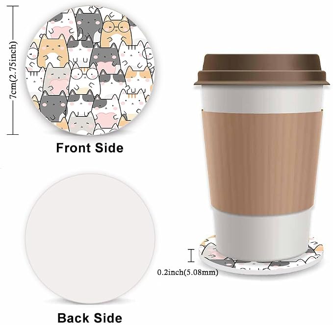 Cute Cat Steering Wheel Cover for Women, Universal Auto Steering Wheel 14-15 Inch Car Interior Accessories with 2PCS Car Coasters, Suitable for Men and Women
