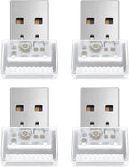 4PCS USB LED Car Interior Atmosphere Lamp,Multicolour Portable Mini | 5V USB-A plug-in, soft accent glow, no wiring, decor night light, car accessories for cars, SUVs, trucks