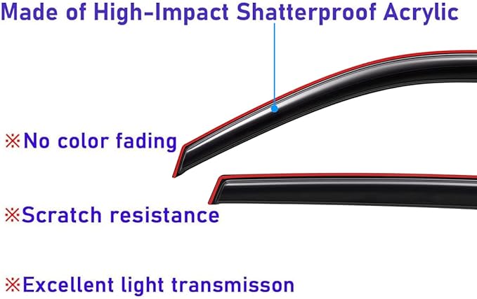 Extra Durable Clip-on in-Channel Auto Vent Window Visor, Fit 2007-2026 Ford E-Series Econoline Vans E-150/E-250/E-350/E-450 Super Duty, UV Protect Rain Guard Wind Deflector, Smoke, 2Pcs