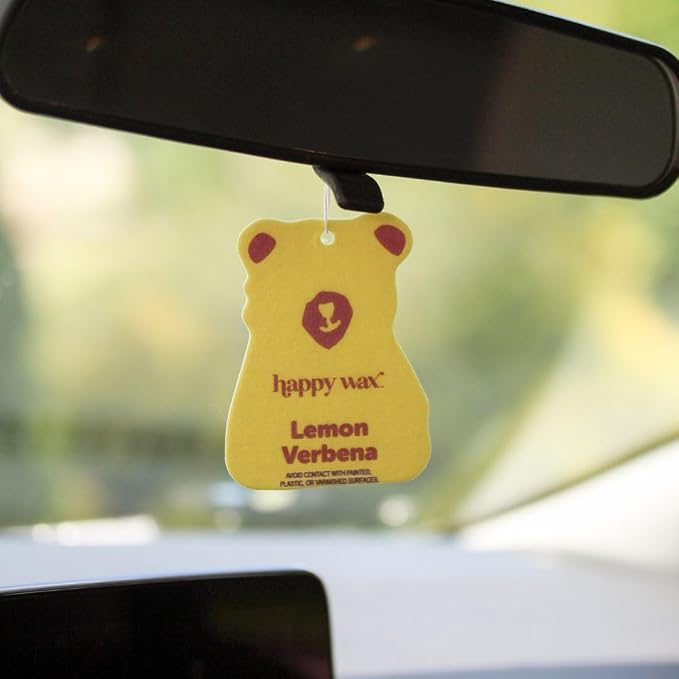Lemon Verbena Hanging Car Cub Air Freshener - Scented and Infused with Natural Essential Oils - Cute 4-Pack