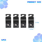4PCS Bling Car Seat Headrest Hooks, Crystal Rhinestone Flower Vehicle Back Seat Hanger Holder Hook, Automotive Interior Hanging Storage Accessories for Purse Coats Bag, Universal Fit (Black)