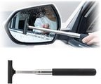 Car Rearview Mirror Wiper, Retractable Auto Glass Squeegee, Water Cleaner with Telescopic Long Rod, Portable Cleaning Tool for All Vehicles, Universal Automotive Accessories (Black)