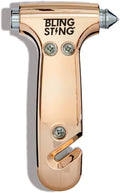 Safety Hammer - Emergency Automotive Escape Tool with Window Breaker, Seat Belt Cutter & Adjustable Car Visor Strap - Tempered Glass Breaker - Steel Blade - Rose Gold (1 Count)