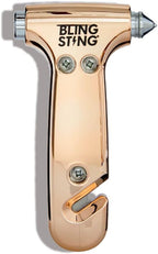 Safety Hammer - Emergency Automotive Escape Tool with Window Breaker, Seat Belt Cutter & Adjustable Car Visor Strap - Tempered Glass Breaker - Steel Blade - Rose Gold (1 Count)