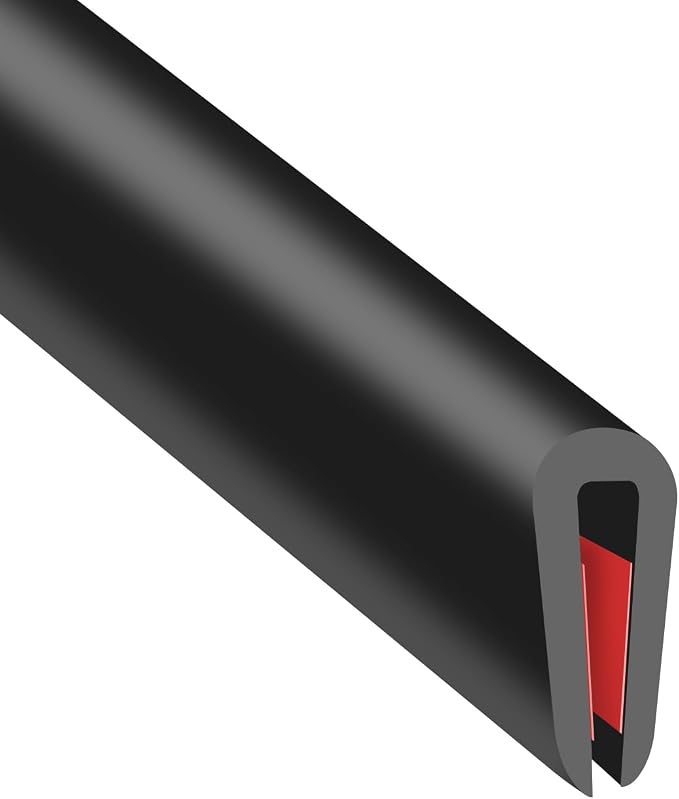 Rubber Edge Trim, Flexible Baby Proof Edge Protectors for Sharp Edges, 1/16"(1mm) U Channel Edge Trim, Self-Adhesive Edge Guards for Car Doors and Sheet Metal Parts, 10Ft, Black Color