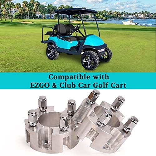 2 Inch Golf Cart Wheel Spacers Kit with Lug Nuts - for Yamaha,Club Car,EZGO, 4x4 Bolt Pattern, 68mm Hub Bore, 1/2-20 Studs, CNC Aluminum, 4 Pack Wheel Hub Adapters