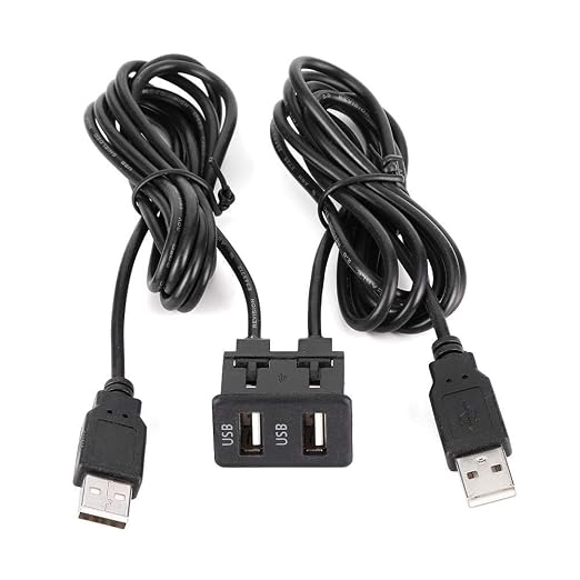 Dashboard Cable Adapter,1.5m USB Panel Extension Cable 2 Port Car Mount Flush Cord for Truck Boat