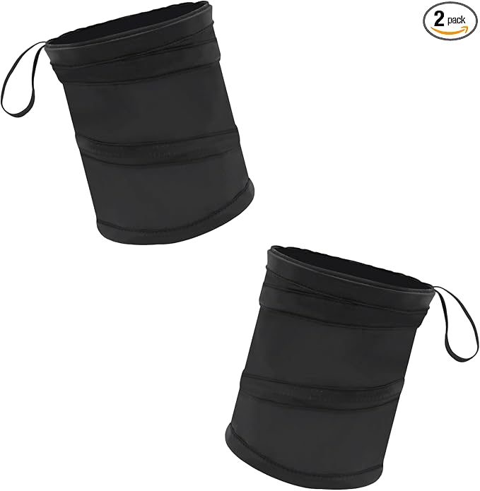 Collapsible Car Trash Can, Mini Portable Auto Garbage Bag, 2PCS | Pop-Up Vehicle Rubbish Bin, Waterproof Waste Basket Bin with Magic Sticker, Hanging Washable Auto Trash Bag
