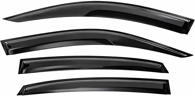 2016-2021 Tape-On Rain Guards for Honda Civic Hatchback Side Window Visor Deflectors 10th Gen HB Type-R EX EX-L LX Sport Touring 3D Wavy JDM Style Vent Shades