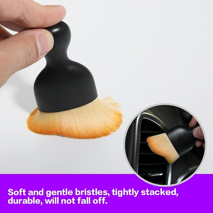 Car Interior Detailing Brush,Soft Bristle Cleaning Brush Car Detailing Brush Dusting Brush,Car Interior Cleaning Tool,Auto Detail Brush Car Dash Duster Brush (Brown with Cap)