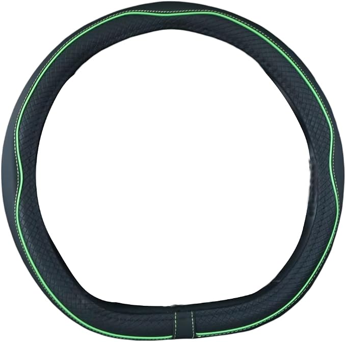 Flat Bottom Steering Wheel Cover Anti-Slip,Safety,Soft,Breathable,Durable,Full Surround,Comfortable Grip Microfiber Leather (D Shape, Green)