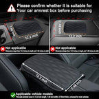 Car Center Console Cover, Upgraded Leather Car Armrest Cushion, Universal Waterproof Cushion Pad, Non-Slip Car Interior Accessories, Fits Most Sedans SUVs Trucks (Black)