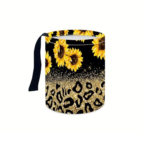 Portable Reusable Waterproof Car Trash Bin, Multipurpose Vehicle Organizer, Road Trip Essentials (Sunflower)