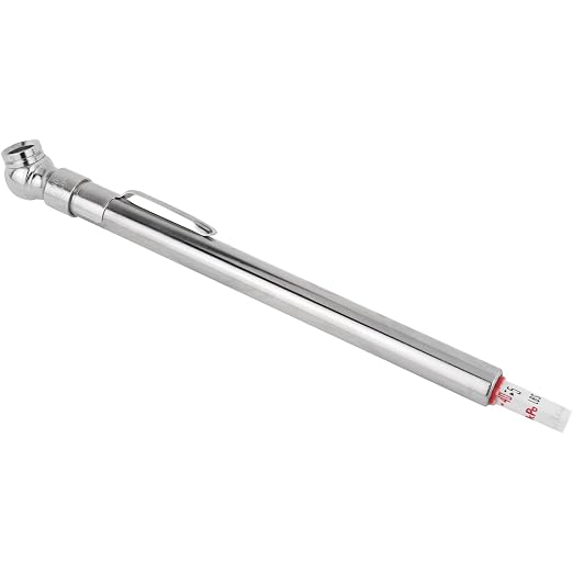 S-921 Pencil Tire Pressure Gauge, Passenger Car, With Built-in Deflator Valve, Durable Plated Brass, Pressure Measured In PSI & kPa