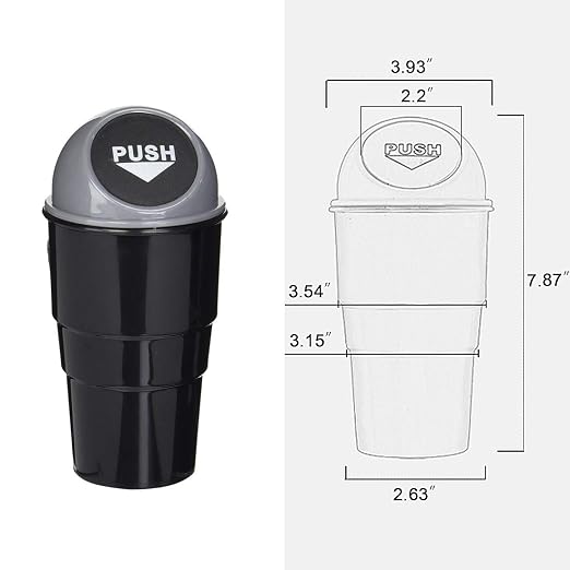 Cup Holder Trash Can, Leakproof Car Trash Can with Lid, Trash Bin for Car Accessories, Mini Garbage Bin Organizer for Automotive Office Home Kitchen, Applicable to Women and Men