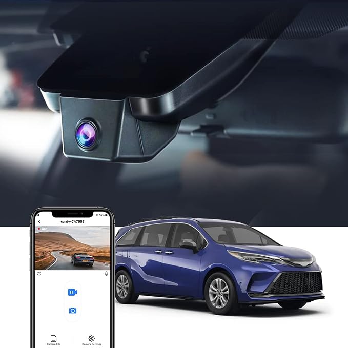4K Dash Cam Suitable for Toyota Sienna 2021-2026 LE Limited XLE Platinum XSE (XL40), OEM Factory Look, 2160P UHD Video, Loop Recording, WiFi & APP, G-Sensor, Easy to Install, 64GB Card