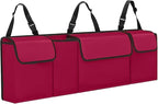 Car Trunk Organizer, Backseat Hanging Large Storage with Adjustable Straps,Waterproof PVC Collapsible Cargo Bag, Car Interior Accessories for Auto SUV MPV (Red)