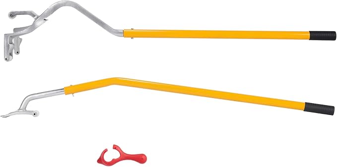 Steel Tire Mount Demount Tool 22.5" to 24.5" Semi Tire Changing Tool with Extra Bead Holder, Tubeless Truck Bead Breaker Manual Tire Changing Tools for Car Repairing (Yellow)