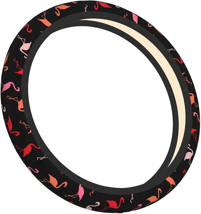 Colorful Flamingo Steering Wheel Cover Non-Slip Auto Steering Wheel Protector Car Accessories Universal Fit 15 Inches for Men Women