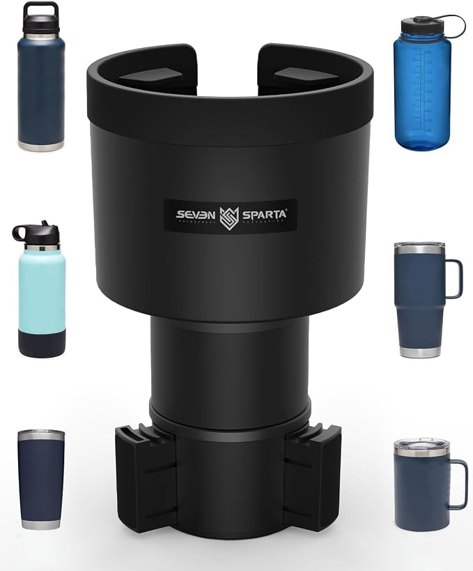 Car Cup Holder Expander, Long Base for 32-40oz Large Bottles | For Deeper cup holders on RAV4, Adjustable offset adapter, Holds 3.4-3.8 in bottles Mugs, Extender for Yeti Owala Hydro Flask