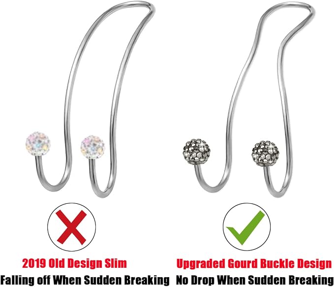 Bling Purse Hook for Car Headrest, Upgraded Cute Car Seat Hooks for Bag Handbag, Durable Stainless Auto Purse Hanger Holder 2 Pack, Grey