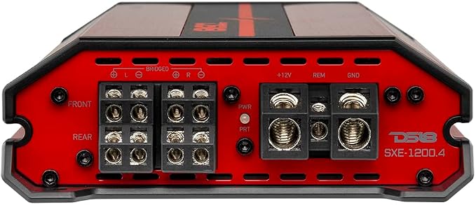 SXE-1200.4/RD Car Amplifier Stereo Full-Range Class A/B 4-Channel 60x4 RMS @4 OHM 1200 Watts - Powerful and Compact Amp for Speakers in Car Audio System