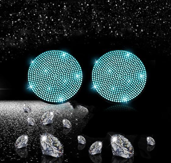 2pcs Bling Car Cup Holder Coaster, 2.75 inch Anti-Slip Shockproof Universal Fashion Car Coasters Insert Bling Crystal Rhinestone Automotive Interior Accessories for Women (2 pcs, Aquamrine)